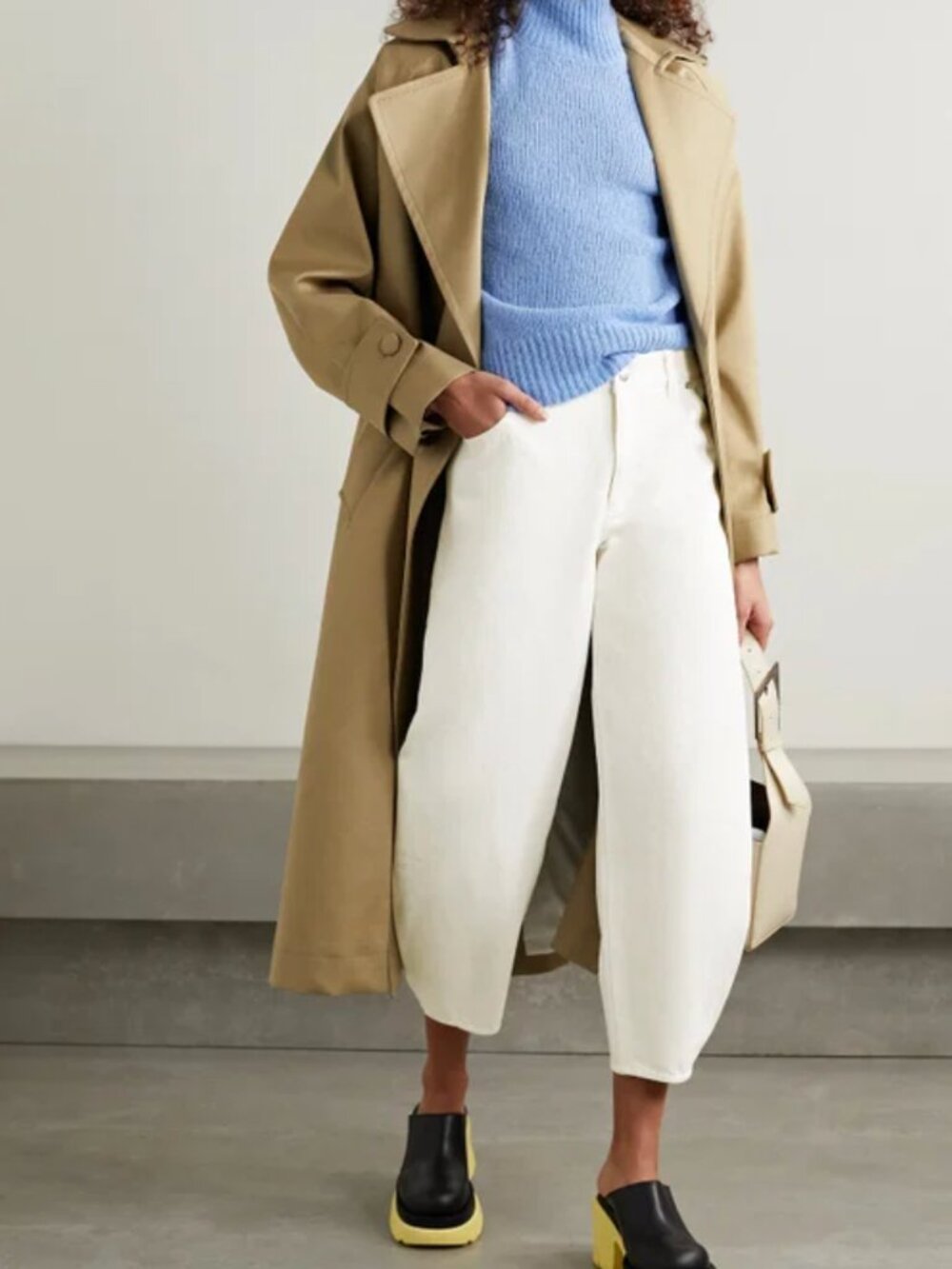 Tibi White Barrel Leg Jeans